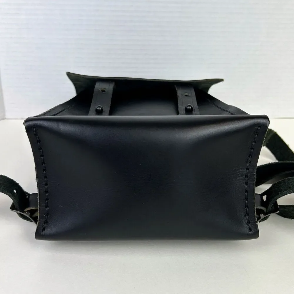 Mifland Bedford Bag USA Made Full Leather Backpack Black Rucksack Adjustable Med